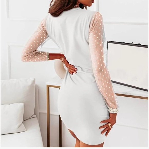 Sheer Long Sleeve White Dress size S - Picture 3 of 7